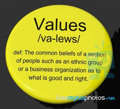 Values Definition Button Stock Image