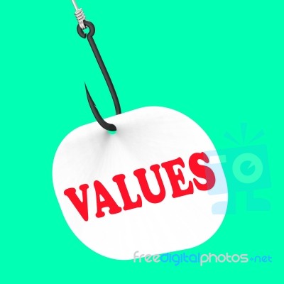 Values On Hook Means Ethical Values Or Morality Stock Image