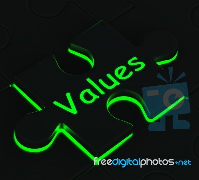 Values Puzzle Showing Moral Values Stock Image