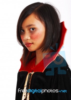 Vampire Costume On Young Girl Stock Photo