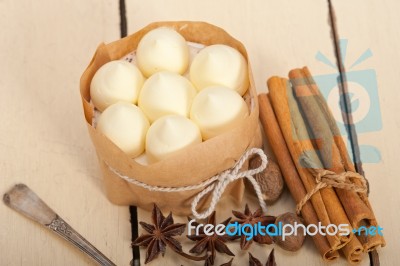 Vanilla And Spice Cream Cake Dessert Stock Photo