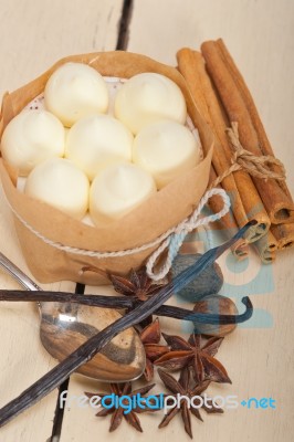 Vanilla And Spice Cream Cake Dessert Stock Photo