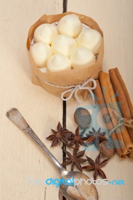 Vanilla And Spice Cream Cake Dessert Stock Photo