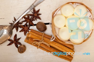 Vanilla And Spice Cream Cake Dessert Stock Photo