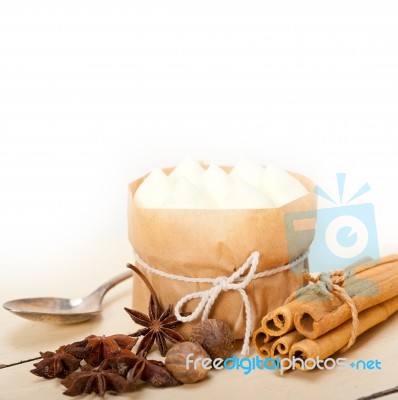 Vanilla And Spice Cream Cake Dessert Stock Photo