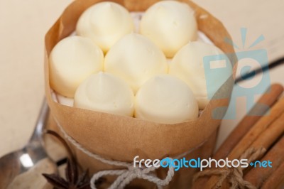 Vanilla And Spice Cream Cake Dessert Stock Photo