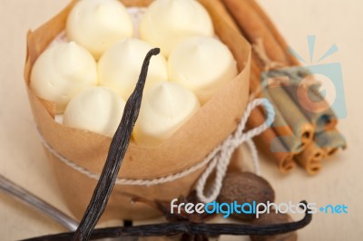 Vanilla And Spice Cream Cake Dessert Stock Photo