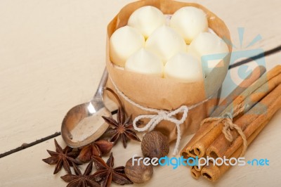 Vanilla And Spice Cream Cake Dessert Stock Photo