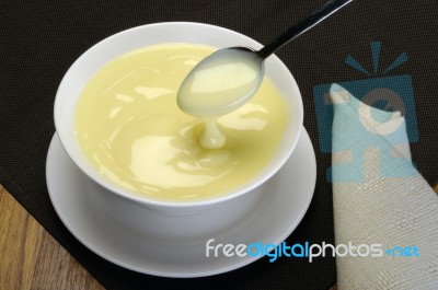 Vanilla Cream In Bowl Stock Photo