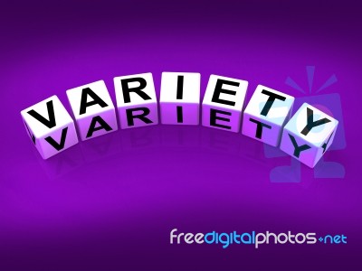 Variety Blocks Mean Varieties Assortments And Diversity Stock Image