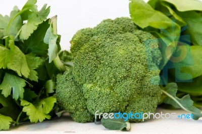 Variety Of Vegetables Grown In The Organic Garden Stock Photo