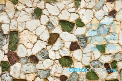 Various Colors Stone Wall Stock Photo