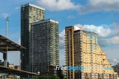 Various Styles Of Buildings Along The River Thames Stock Photo