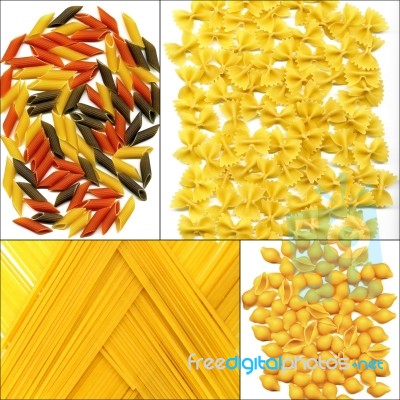 Various Type Of Italian Pasta Collage Stock Photo