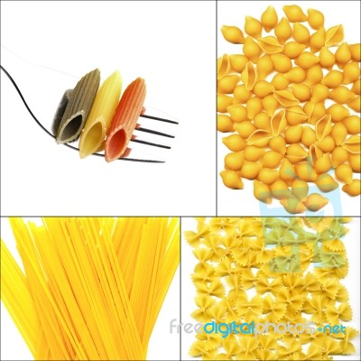 Various Type Of Italian Pasta Collage Stock Photo