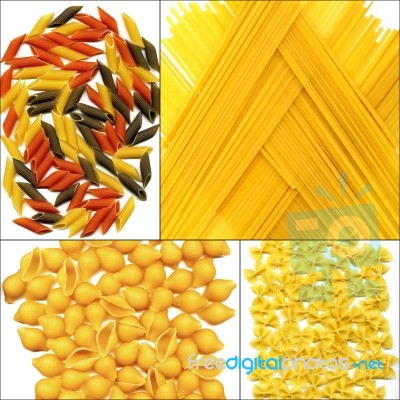 Various Type Of Italian Pasta Collage Stock Photo