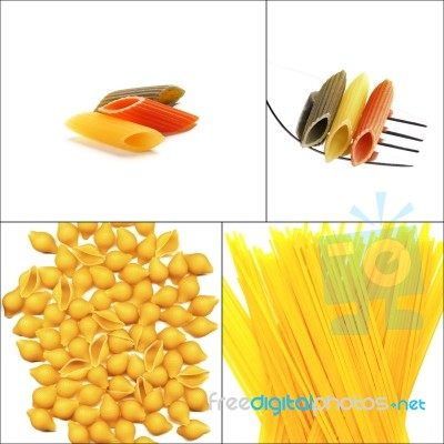 Various Type Of Italian Pasta Collage Stock Photo