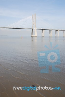 Vasco Da Gama Bridge In Lisbon, Portugal Stock Photo