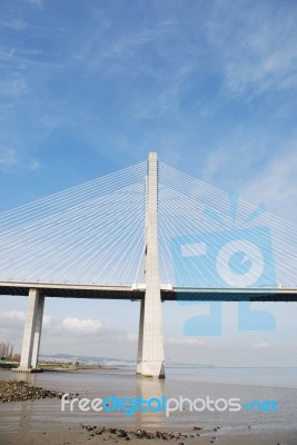 Vasco Da Gama Bridge In Lisbon, Portugal Stock Photo