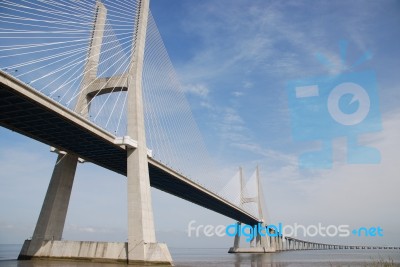 Vasco Da Gama Bridge In Lisbon, Portugal Stock Photo