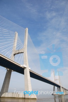 Vasco Da Gama Bridge In Lisbon, Portugal Stock Photo