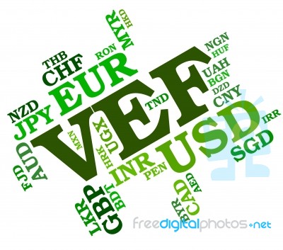 Vef Currency Means Venezuela Bolivars And Foreign Stock Image