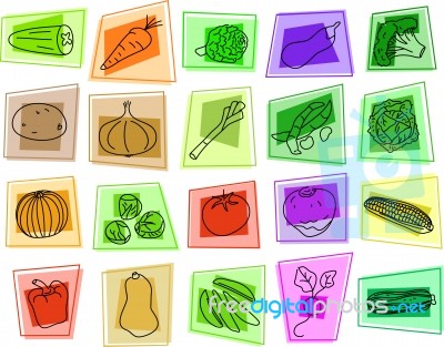 Vegetable Icons Stock Image