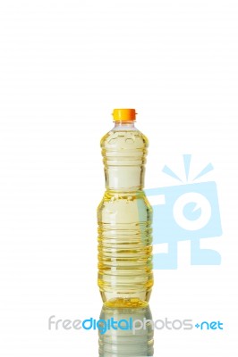 Vegetable Oil On White Background Stock Photo