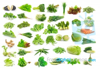 Vegetables Collection Isolated On White Background Stock Photo