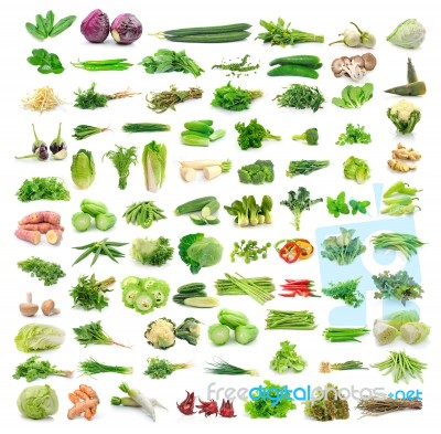 Vegetables Collection Isolated On White Background Stock Photo