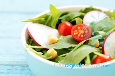 Vegetarian And Dieting Food With Salad Stock Photo