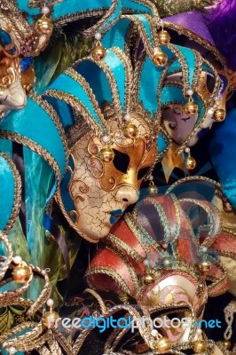 Venetian Masks For Sale At Winter Wondeland In Hyde Park Stock Photo