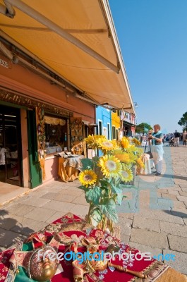 Venice Italy Burano Souvenir Shop Stock Photo