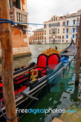 Venice Italy Gondolas On Canal Stock Photo