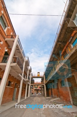 Venice Italy Old  Port Industrial Building Stock Photo