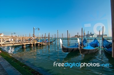 Venice Italy Pittoresque View Of Gondolas Stock Photo