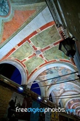 Venice Italy Rialto Arch Ceiling Fresco Stock Photo