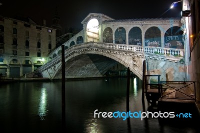 Venice Italy Rialto Bridge View Stock Photo