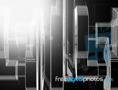 Vertical Black And White Skyscrapers Abstract Llustration Backgr… Stock Photo