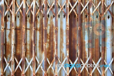 Vertical Old Metallic Door Rust Stock Photo