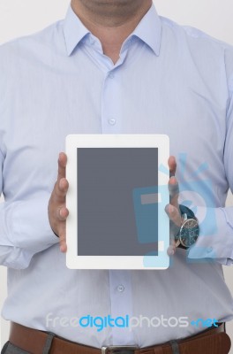 Vertical Showing Screen Of A Digital Tablet Stock Photo