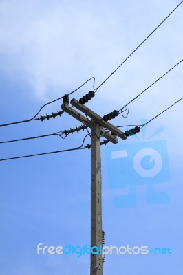 Vertical Top Electric Pole Stock Photo