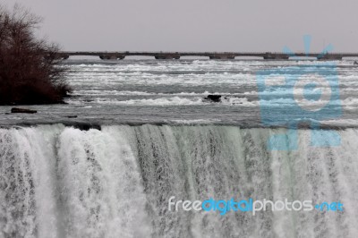 Very Beautiful Closeup Of The Niagara Waterfall And The River Stock Photo