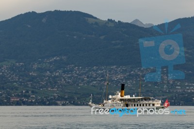 Vevey Steaming Along Lake Geneva Near Montreux In Switzerland Stock Photo