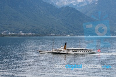 Vevey Steaming Along Lake Geneva Near Montreux In Switzerland Stock Photo