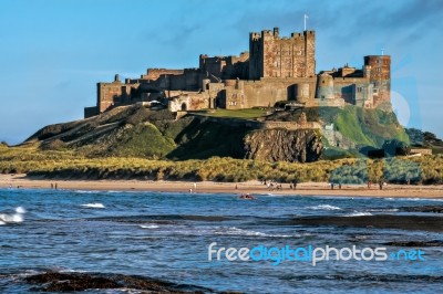 Vew Of Bamburgh Castle Stock Photo