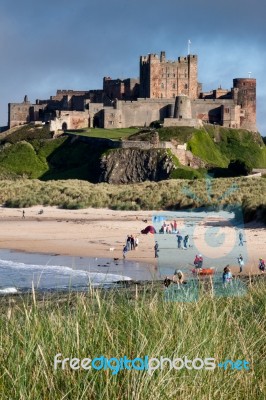 Vew Of Bamburgh Castle Stock Photo