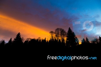 Vibrant Sunset Cloud Formation Stock Photo