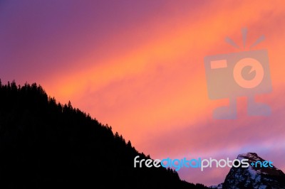 Vibrant Sunset Cloud Formation Stock Photo