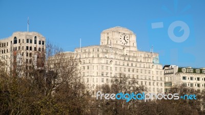 Victoria Embankment London Shell Mex Building Stock Photo